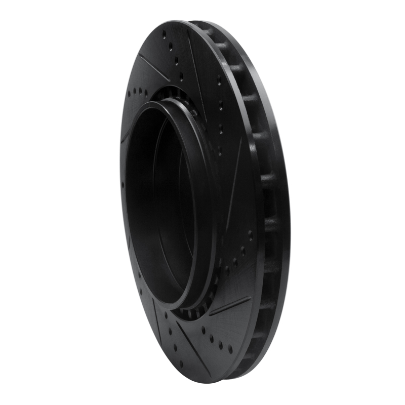 Volvo V70 Brake Rotor (1) - Rear Left - R1 Concepts - Drilled & Slotted - Black - `04-`07
